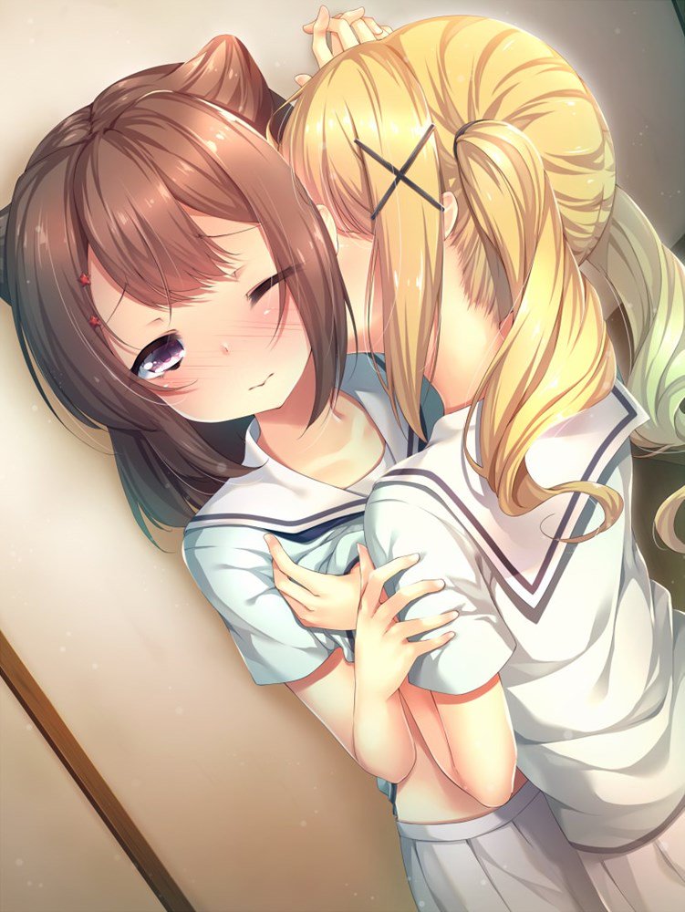 これから燃え上がる直前のような二次美少女同士の百合からレズになりそうな二次エロ画像-22